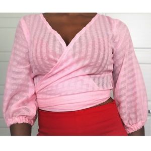 Light Pink wrap crop top